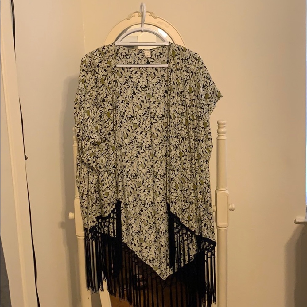 Flower Print Poncho